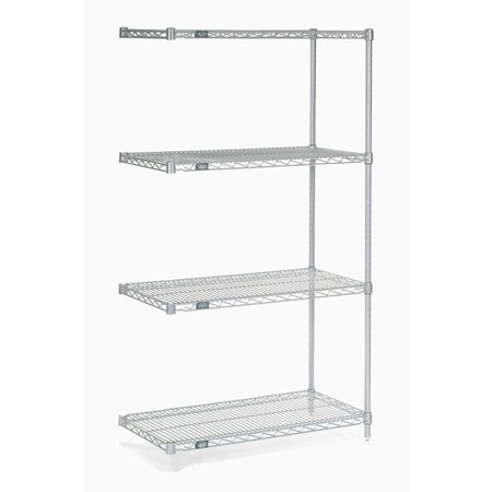 NEXEL 5 Tier Silver Epoxy Wire Shelving Add-On Unit, 36W x 18D x 86H A18368EP5